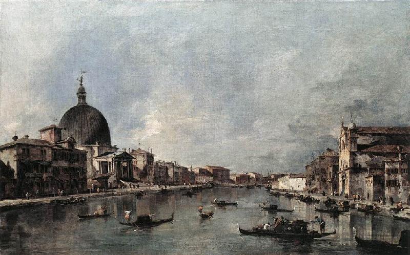 GUARDI, Francesco The Grand Canal with San Simeone Piccolo and Santa Lucia sdg oil painting picture